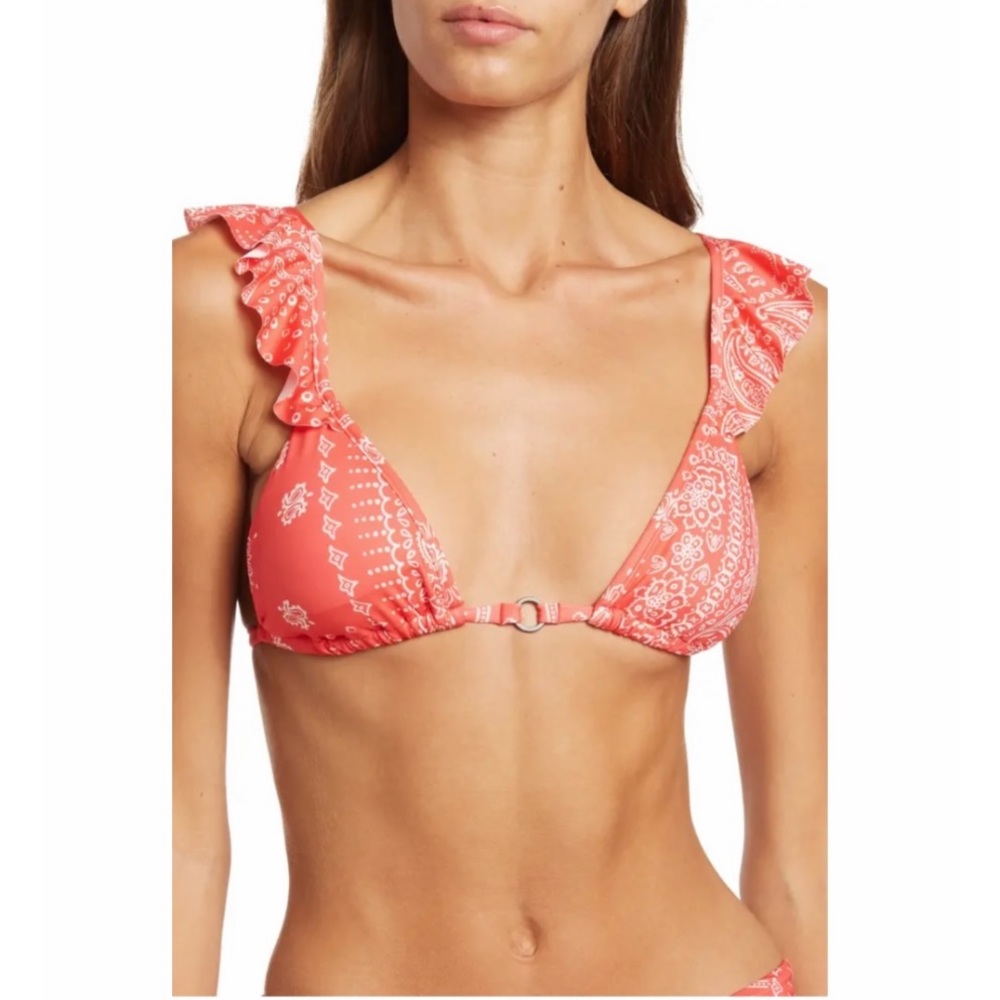 Maaji Red Bandana Pirouette Sliding Bikini Top Size Small